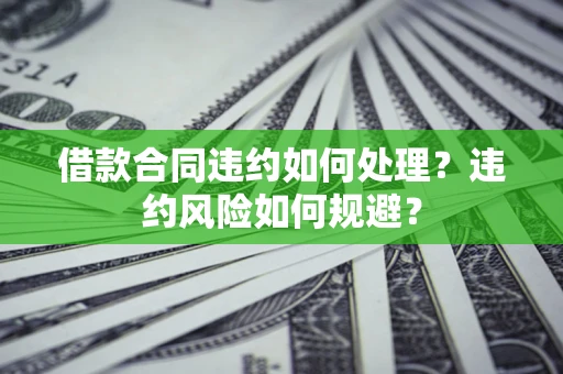 武汉借款合同违约如何处理？违约风险如何规避？